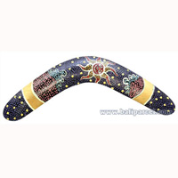 Aboriginal Dot Art Boomerang, Hand Carved From Albesia Wood