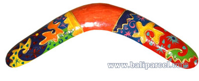 Aboriginal Crazy Color Boomerang, Hand Carved From Albesia Wood