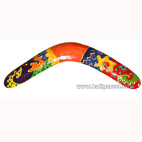Aboriginal Crazy Color Boomerang, Hand Carved From Albesia Wood