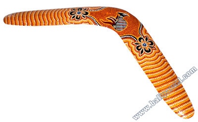 Aboriginal Dot Art Boomerang, Hand Carved From Sono Wood