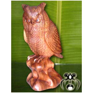 Wooden Owl, Hand Carved From Suar Wood