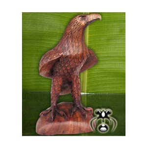 Wooden Standing Eagle, Hand Carved From Suar Wood