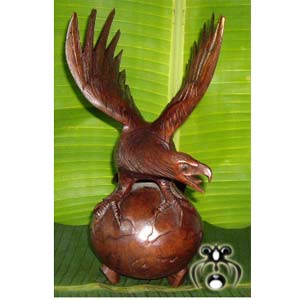 Wooden Playing Eagle, Hand Carved From Suar Wood