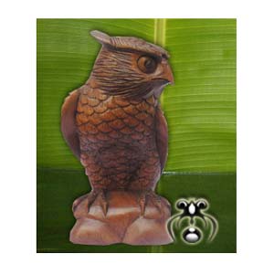 Wooden Owl, Hand Carved From Suar Wood