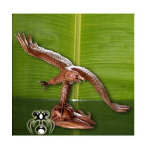Wooden Playing Eagle, Hand Carved From Suar Wood