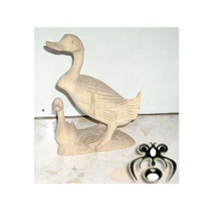 Wooden Duck With Baby, Hand Carved From Waru Wood