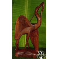 Wooden Flamingo, Hand Carved From Hibiscus Wood