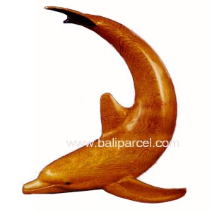 Wooden Dolphin, Hand Carved From Suar Wood