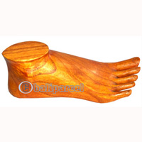 Foot Ornament Display, Hand Carved From Hibiscus Wood. 1 Set 2 Pieces 