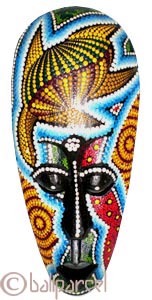Tribal Lombok Aboriginal Dot Art Mask.This Mask Is Hand Carved From Albesia Wood. 