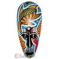 Tribal Lombok Aboriginal Dot Art Mask.This Mask Is Hand Carved From Albesia Wood. 