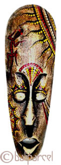 Tribal Lombok Aboriginal Dot Art Mask.This Mask Is Hand Carved From Albesia Wood. 