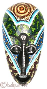Tribal Lombok Aboriginal Dot Art Mask.This Mask Is Hand Carved From Albesia Wood. 