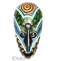 Tribal Lombok Aboriginal Dot Art Mask.This Mask Is Hand Carved From Albesia Wood. 