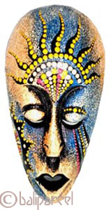 Tribal Lombok Aboriginal Dot Art Mask.This Mask Is Hand Carved From Albesia Wood. 