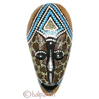 Tribal Lombok Aboriginal Dot Art Mask.This Mask Is Hand Carved From Albesia Wood. 