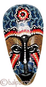 Tribal Lombok Aboriginal Dot Art Mask.This Mask Is Hand Carved From Albesia Wood. 