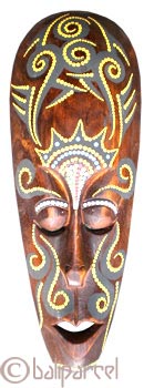 Tribal Lombok Aboriginal Dot Art Mask.This Mask Is Hand Carved From Albesia Wood. 