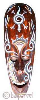 Tribal Lombok Aboriginal Dot Art Mask.This Mask Is Hand Carved From Albesia Wood. 