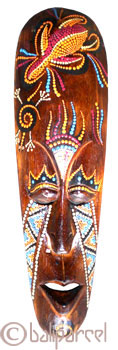 Tribal Lombok Aboriginal Dot Art Mask.This Mask Is Hand Carved From Albesia Wood. 