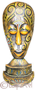 Tribal Lombok Aboriginal Dot Art Mask With Stand. This Mask Is Hand Carved From Albesia Wood. 