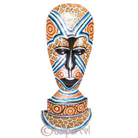 Tribal Lombok Aboriginal Dot Art Mask With Stand. This Mask Is Hand Carved From Albesia Wood. 
