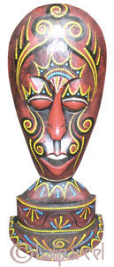 Tribal Lombok Aboriginal Dot Art Mask With Stand. This Mask Is Hand Carved From Albesia Wood. 