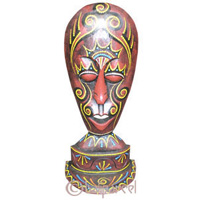 Tribal Lombok Aboriginal Dot Art Mask With Stand. This Mask Is Hand Carved From Albesia Wood. 