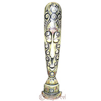 Tribal Lombok Aboriginal Dot Art Mask With Stand. This Mask Is Hand Carved From Albesia Wood. 