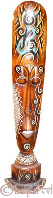 Tribal Lombok Aboriginal Dot Art Mask With Stand. This Mask Is Hand Carved From Albesia Wood. 
