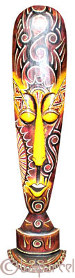 Tribal Lombok Aboriginal Dot Art Mask With Stand. This Mask Is Hand Carved From Albesia Wood. 