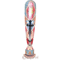 Tribal Lombok Aboriginal Dot Art Mask With Stand. This Mask Is Hand Carved From Albesia Wood. 