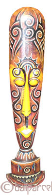 Tribal Lombok Aboriginal Dot Art Mask With Stand. This Mask Is Hand Carved From Albesia Wood. 