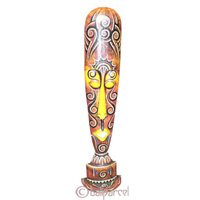 Tribal Lombok Aboriginal Dot Art Mask With Stand. This Mask Is Hand Carved From Albesia Wood. 