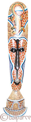 Tribal Lombok Aboriginal Dot Art Mask With Stand. This Mask Is Hand Carved From Albesia Wood. 