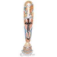 Tribal Lombok Aboriginal Dot Art Mask With Stand. This Mask Is Hand Carved From Albesia Wood. 