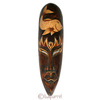 Tribal African Style Painted Mask.This Mask Is Hand Carved From Albesia Wood. 