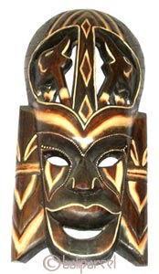 Tribal African Style Painted Mask.This Mask Is Hand Carved From Albesia Wood. 