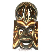 Tribal African Style Painted Mask.This Mask Is Hand Carved From Albesia Wood. 
