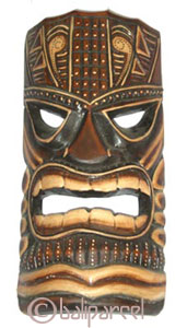 Tiki Style Natural Painted Mask.This Tiki Mask Is Hand Carved From Albesia Wood. 