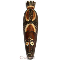 Tribal African Style Painted Mask.This Mask Is Hand Carved From Albesia Wood. 