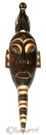 Tribal African Style Painted Mask.This Mask Is Hand Carved From Albesia Wood. 