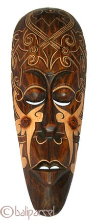 Tribal African Style Painted Mask.This Mask Is Hand Carved From Albesia Wood. 