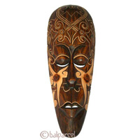 Tribal African Style Painted Mask.This Mask Is Hand Carved From Albesia Wood. 