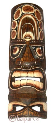 Tiki Style Natural Painted Mask.This Tiki Mask Is Hand Carved From Albesia Wood. 
