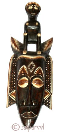 Tribal African Style Painted Mask.This Mask Is Hand Carved From Albesia Wood. 