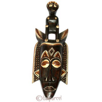 Tribal African Style Painted Mask.This Mask Is Hand Carved From Albesia Wood. 