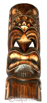 Tiki Style Natural Painted Mask.This Tiki Mask Is Hand Carved From Albesia Wood. 