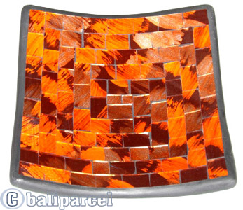 Mosaic Square Plate Set Of 3, Handmade From Terracotta And Glass