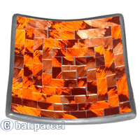 Mosaic Square Plate Set Of 3, Handmade From Terracotta And Glass